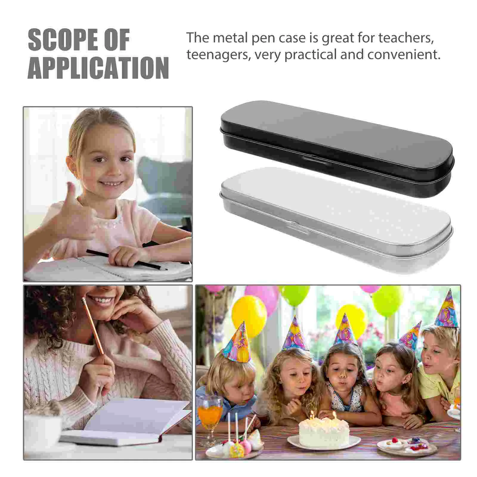 2pcs Metal Pencil Boxes Pen Containers Metal Pen Cases Portable Pen Storage Boxes teen pencil case pencil holders