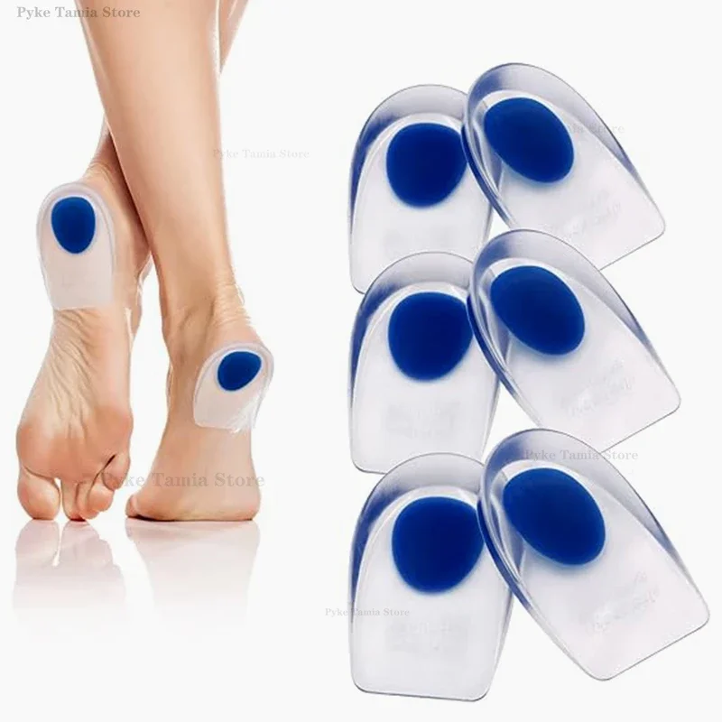 Silicone Heel Pad Gel Soft Insole Sports Shock Absorbing Shoe Pad Bone Spurs Pain Relief Protect Heel Foot Massager Care Inserts