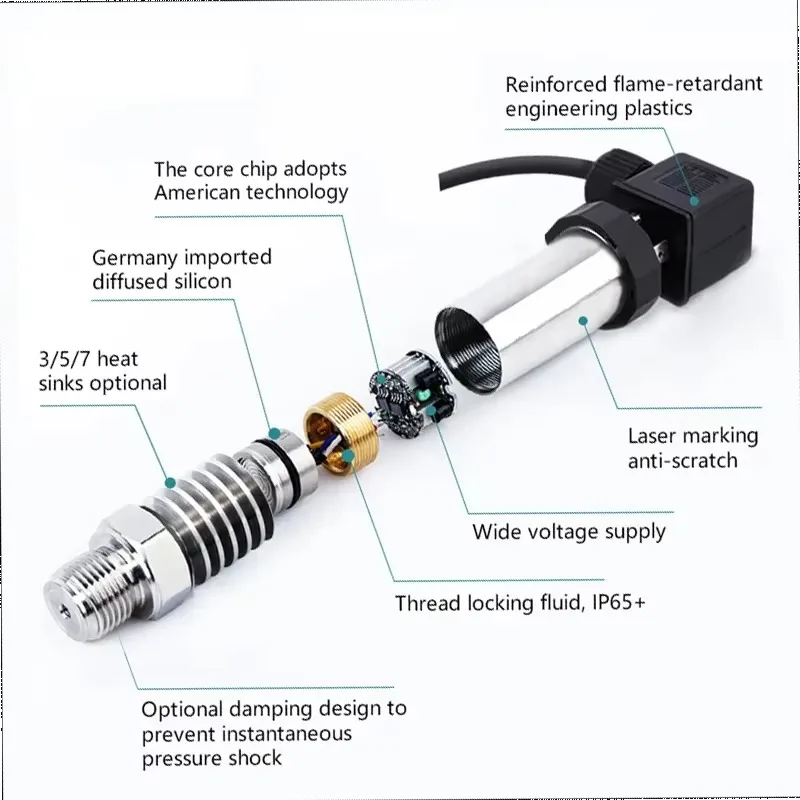 Sensor de presión de combustible y aceite de vapor, transmisor de presión ABS de difusión, disipador de calor resistente a altas temperaturas IP65, 4-20ma