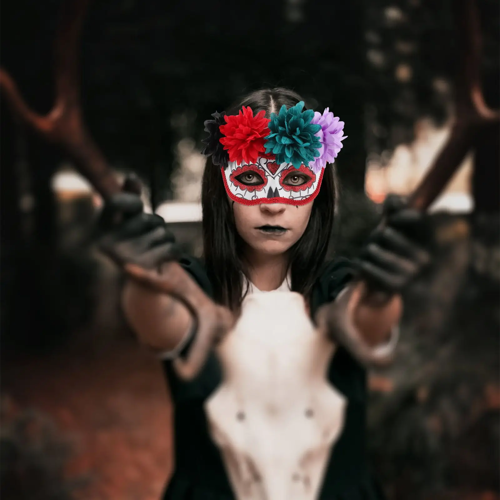 قناع شبح بلاستيكي يوم الموتى قناع جمجمة الهالوين زي إكسسوارات الحفلات أقنعة الكبار حفلة تنكرية دعائم مهرجان النساء والرجال