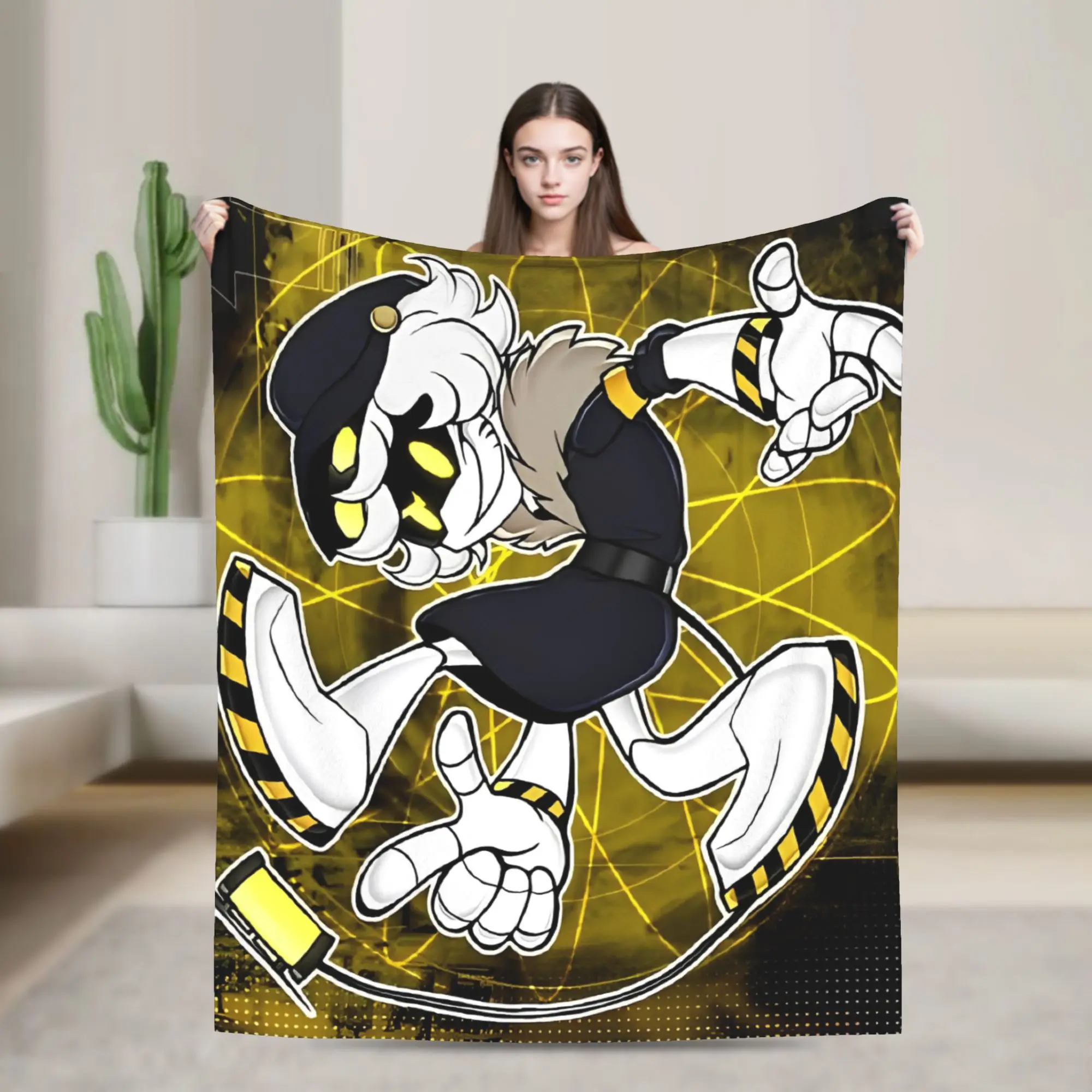 

Super Warm Blanket Picnic Robot Murder Drones V Uzi Throw Blanket Flannel Bedspread For Outdoor Aesthetic Sofa Bed Cover