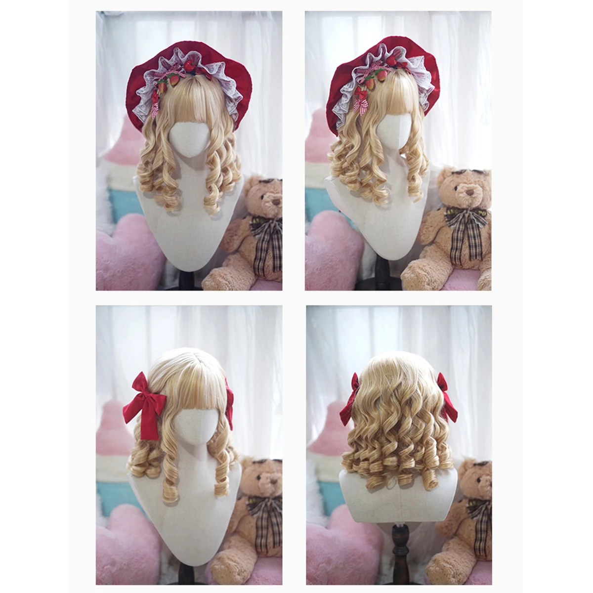 DUTRIEUX Synthetic Cosplay Wig Princess Curly Woman Cute Long Curly Anime Wig Lolita Natural High-Quality Heat-resistant Wig