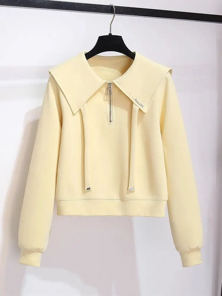 

Американский ретро-свитшот на молнии с воротником-стойкой для женщин, весна-осень, новинка, с длинными рукавами, свободный крой, дизайн с молнией