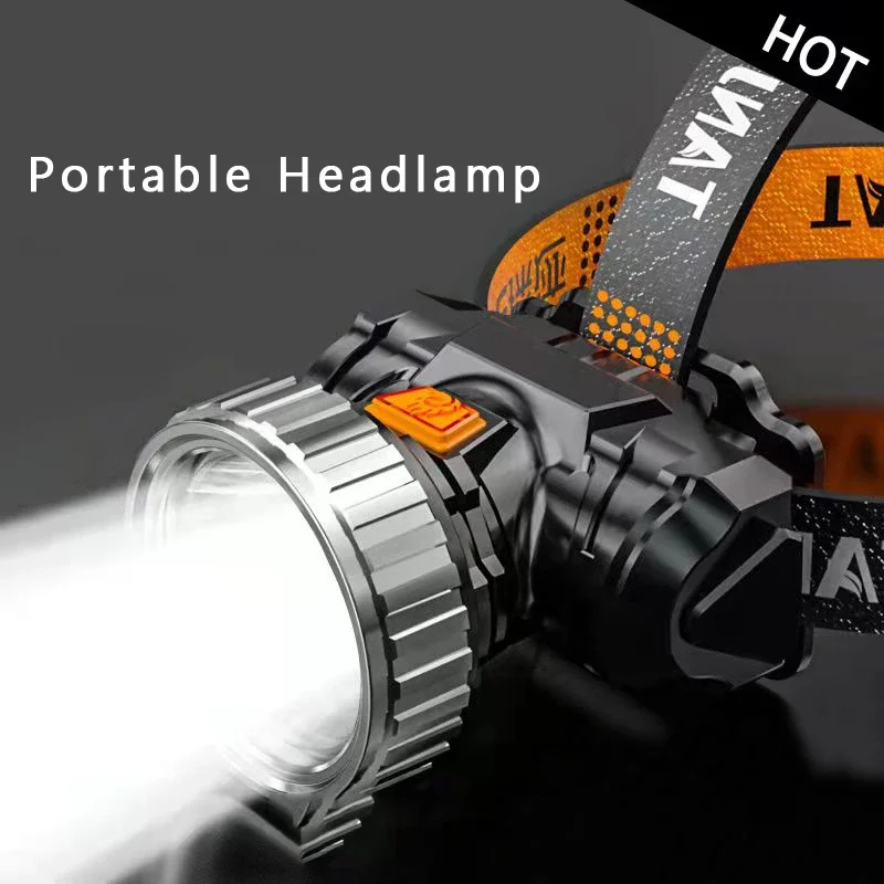 Strong Light LED Headlamp Outdoor Fishing Headlight USB Rechargeable Head Lamp Built-in 18650 Battery Camping Running Lantern