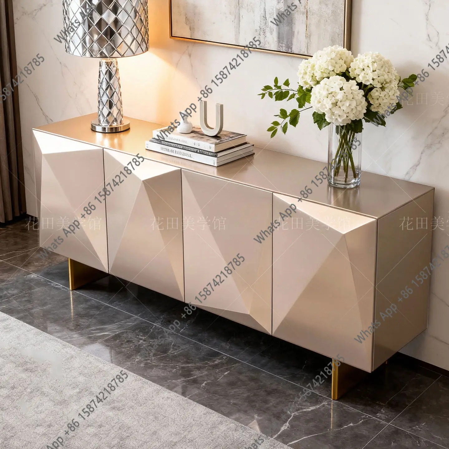 High-end light luxury dining side cabinets, Italian minimalist three-dimensional decorative cabinets, chest cabinets