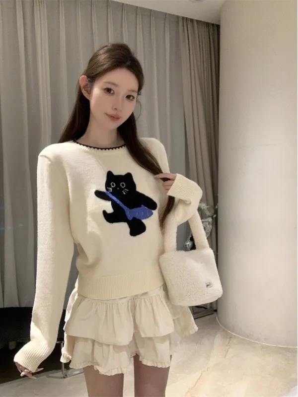 柔らかく居心地の良いパターンニットセーター女性の秋冬カジュアル痩身オーバーヘッドトップ韓国 Sle ストレートチューブニットウェア