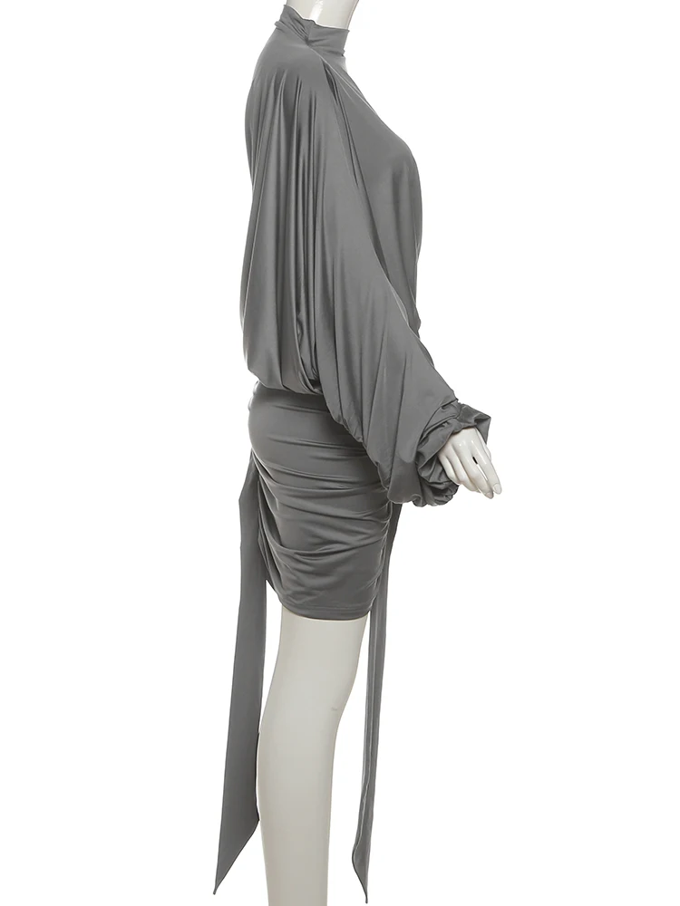 shoulder top and ruched skirt