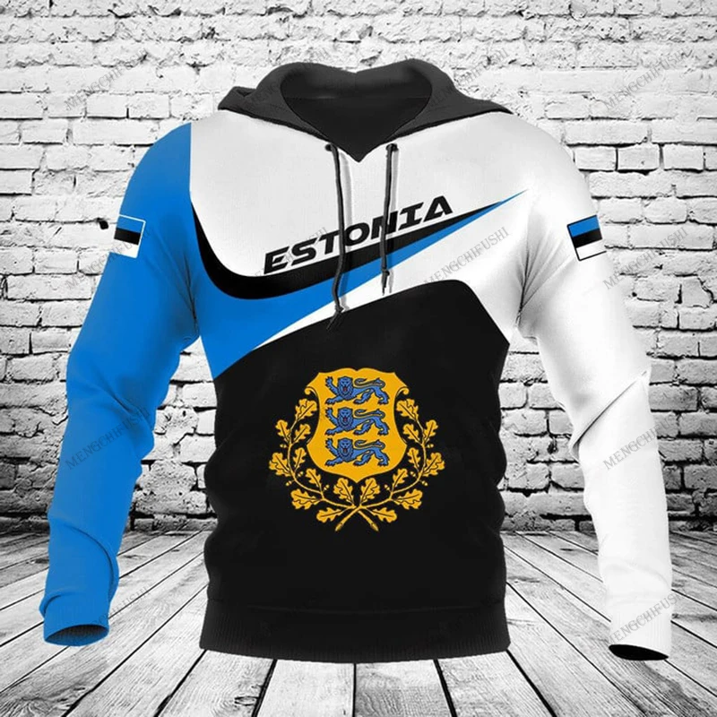 Эмблема Эстонии для мальчиков и девочек, толстовки с рисунком на заказ, свободная повседневная повседневная одежда, осенне-зимний пуловер унисекс большого размера