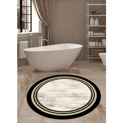 Ardizayn Lovely Series-Cream 100x100 cm Slip-Resistant Not Peel Leather Outsole Round Bath Mat