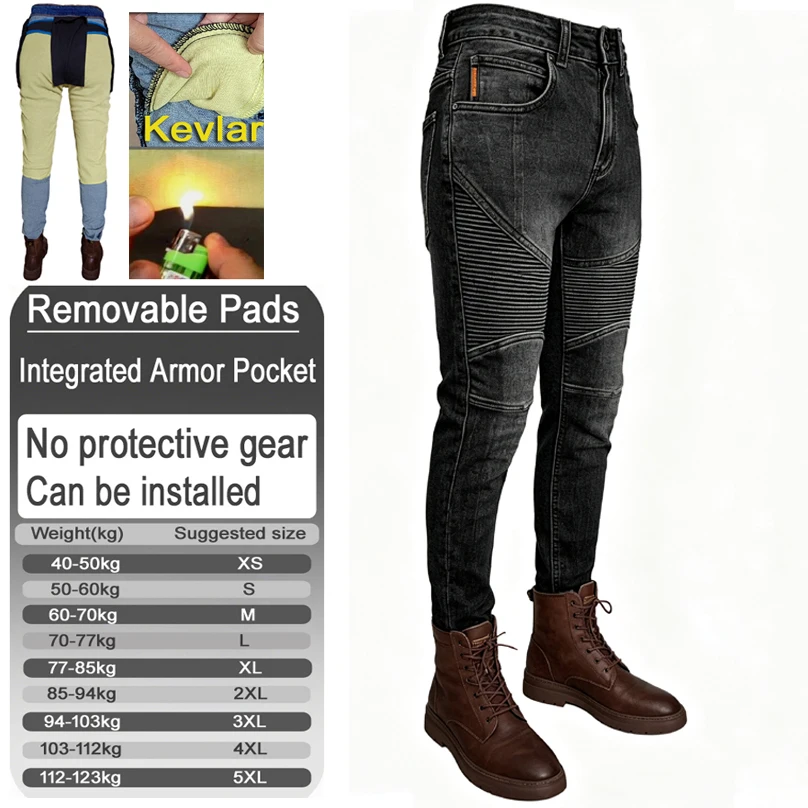 Women Kevlar motorcycle jeans black riding pants motorbike trousers touring with armor pockets armor not included 011