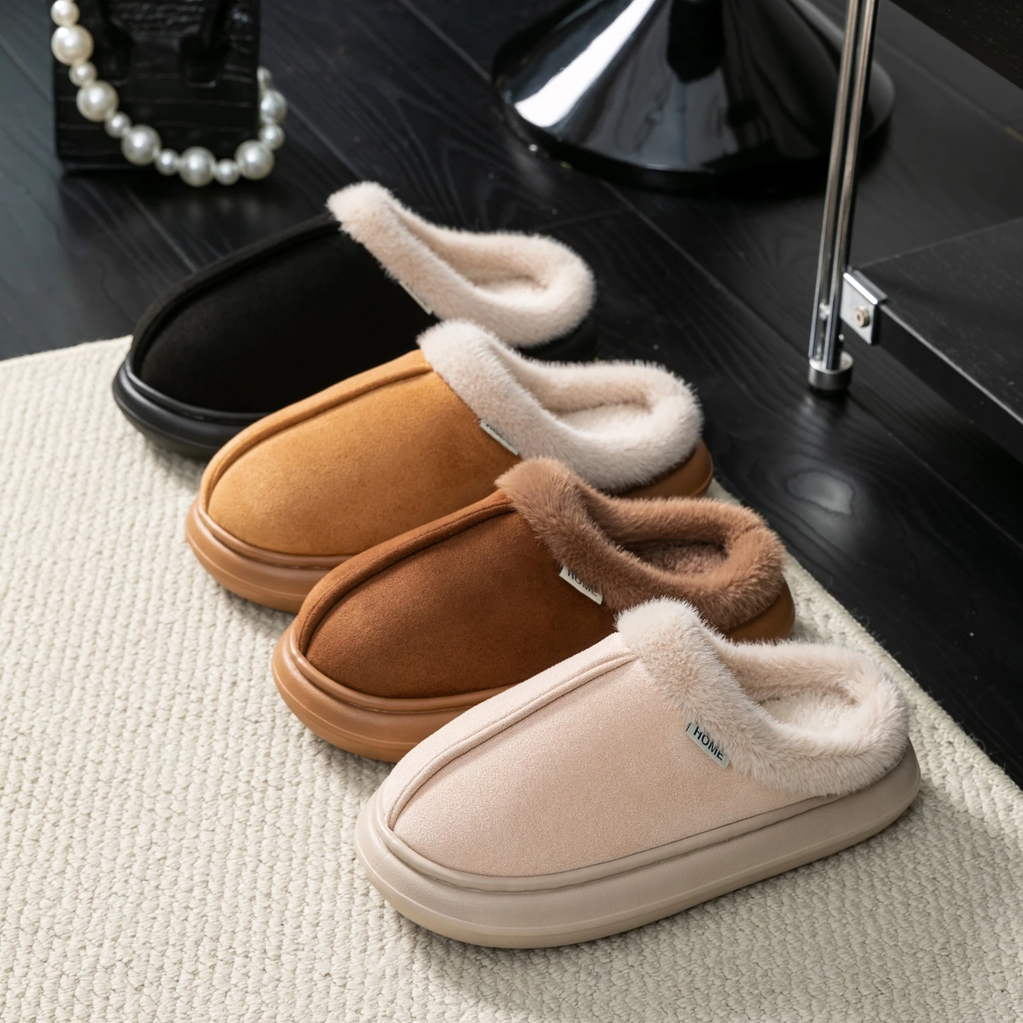 Fashion Fluffy Platform Soft Slippers for Women Plush Warm Cotton Shoes Comfortable Non-Slip Autumn Winter Unisex Home Slipper