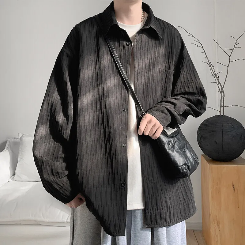 White Long Sleeved Shirt Men Fashion Society Mens Black Dress Shirt Korean Loose Casual Shirt Mens Shirts Plus Size 4XL