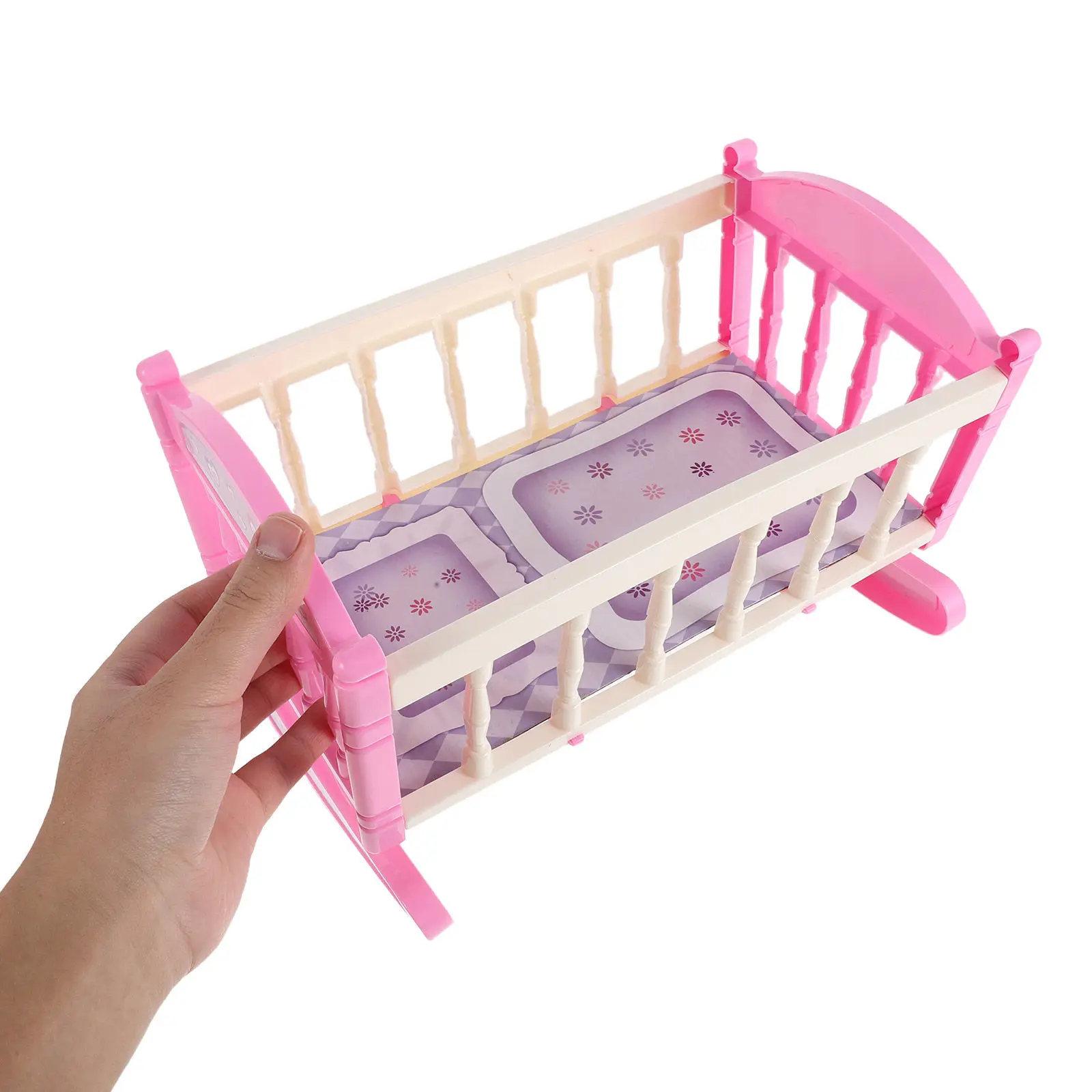 

Миниатюрная реалистичная колыбель-качалка для кукол с безопасными закругленными краями, портативный набор для кукольной спальни, мини-мебель, украшение, микромебель