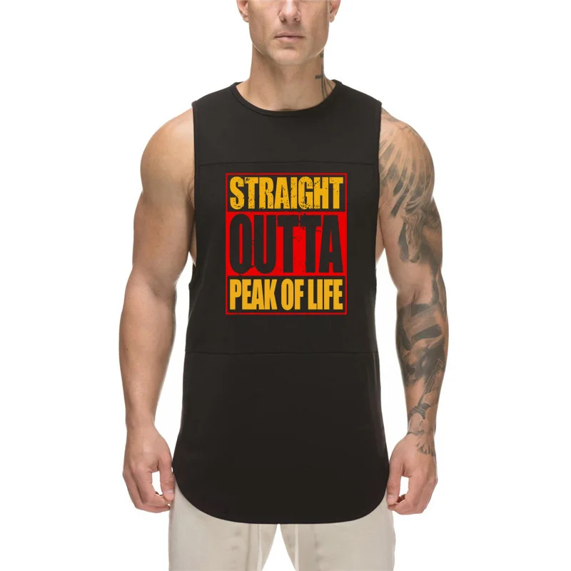 Straight Outta Peak of Life Print Sport Tank Tops Summer Mesh Breathable Quick Dry Shirts Gym Bodybuilding Mens Fitness Singlets