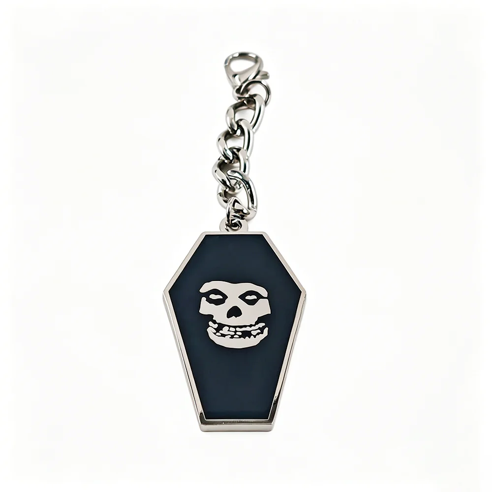 We Are 138 Coffin Shape Double Sided Enamel Keychain Misfits Skull Pendant Punk Rock Horror Fans Bag Charm Jewelry Gift