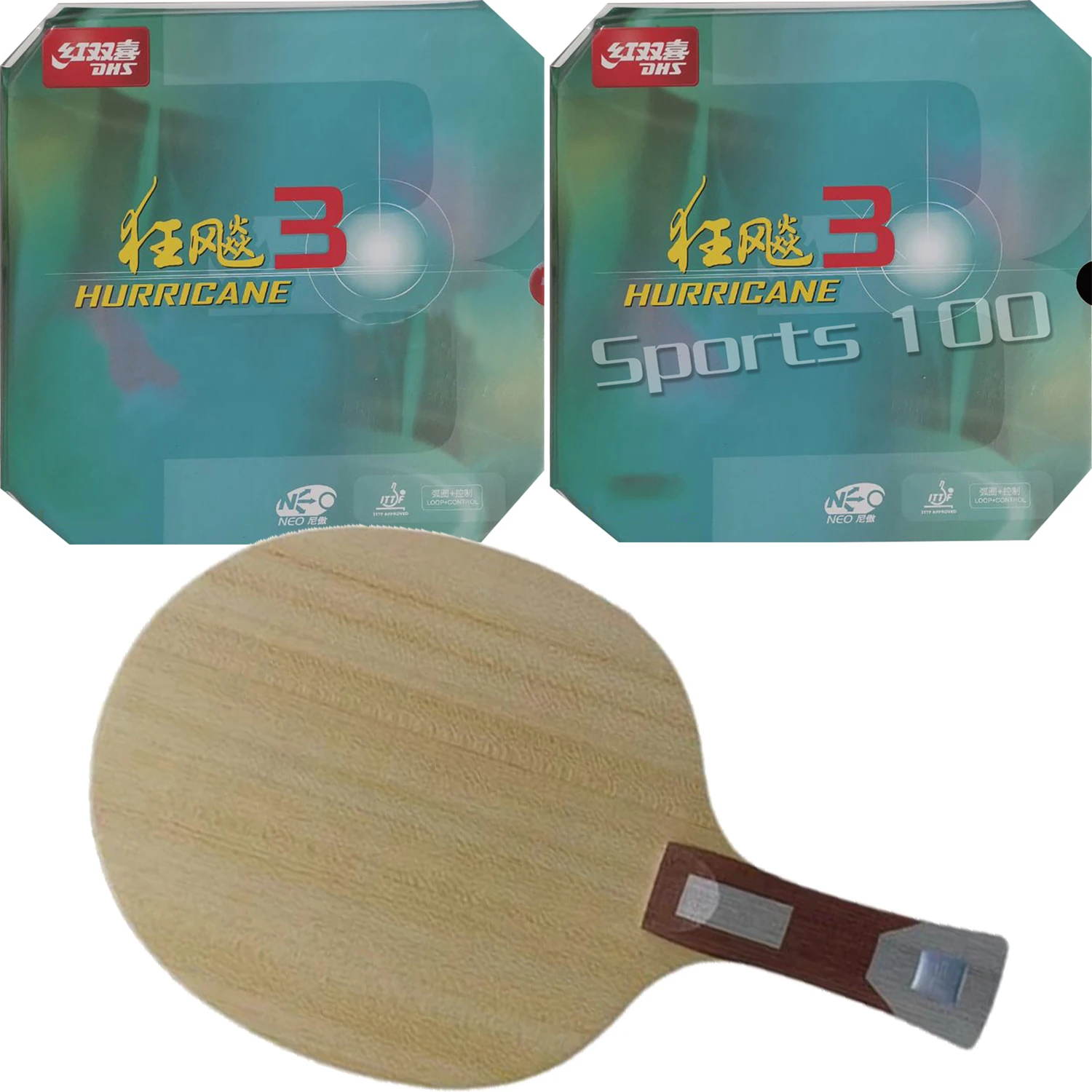 

Pro Combo Racket Sanwei 75 Inner ALC Table Tennis Blade with 2X DHS NEO Hurricane 3 Pips-In PingPong Rubber with Orange Sponge