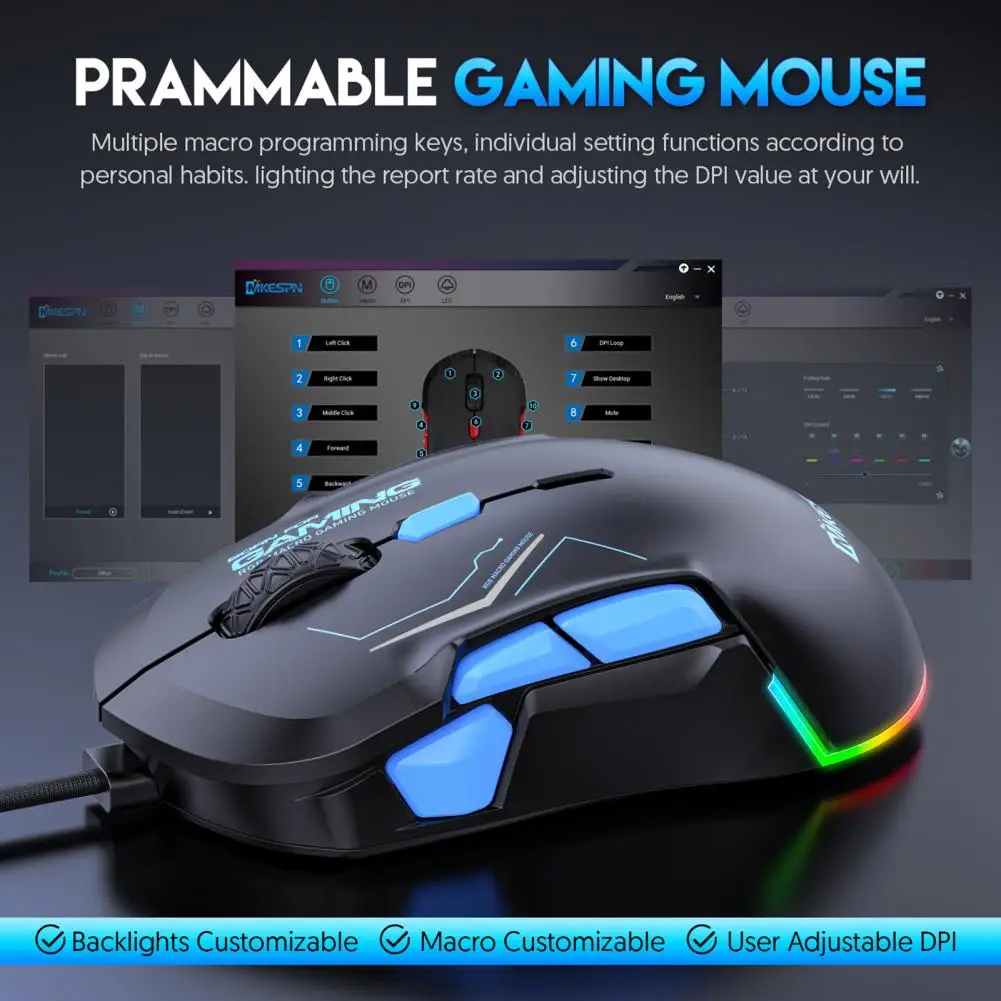 Compact  Useful Plug Play PC Computer Wired Gaming Mouse Universal USB Mouse Ergonomic Design   Office Supplies