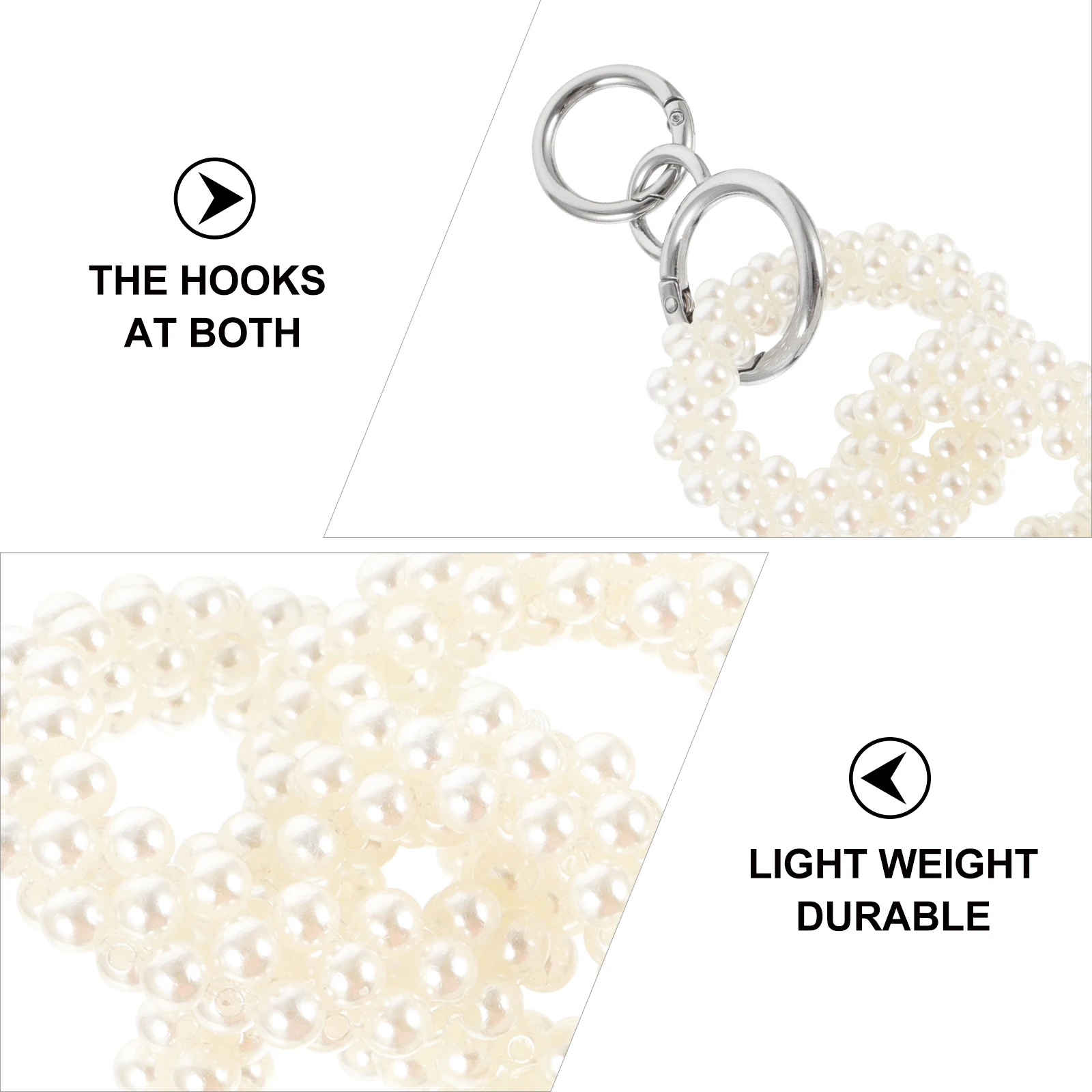 อุปกรณ์เสริมกระเป๋า สายโซ่ไข่มุกสำหรับกระเป๋าถือ สายสะพายไหล่แบบเปลี่ยนได้ สายพลาสติก DIY สำหรับต่อกระเป๋าคลัทช์  ตกแต่งกระเป๋าอย่างมีสไตล์