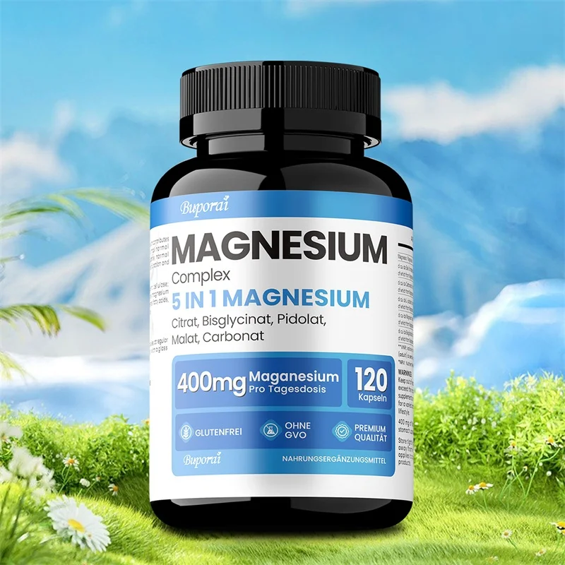 

Магниевые комплексные капсулы — поддерживают мышцы, кости, здоровье сердца, улучшают сон, снятие стресса и тревоги — пищевая добавка