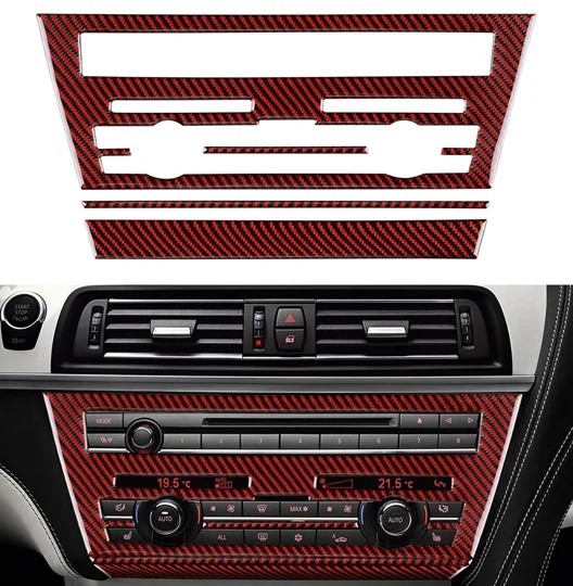 

Black Red Carbon Fiber Center Console Panel Frame Trim For BMW 6 Series F12 F13 2012-2019 Interior Accessories