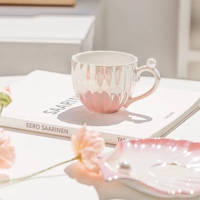 Ins Shell Ceramic Mug Coffee Water Cup Home Pearl Cup Dish Set High Beauty Cup - view 4