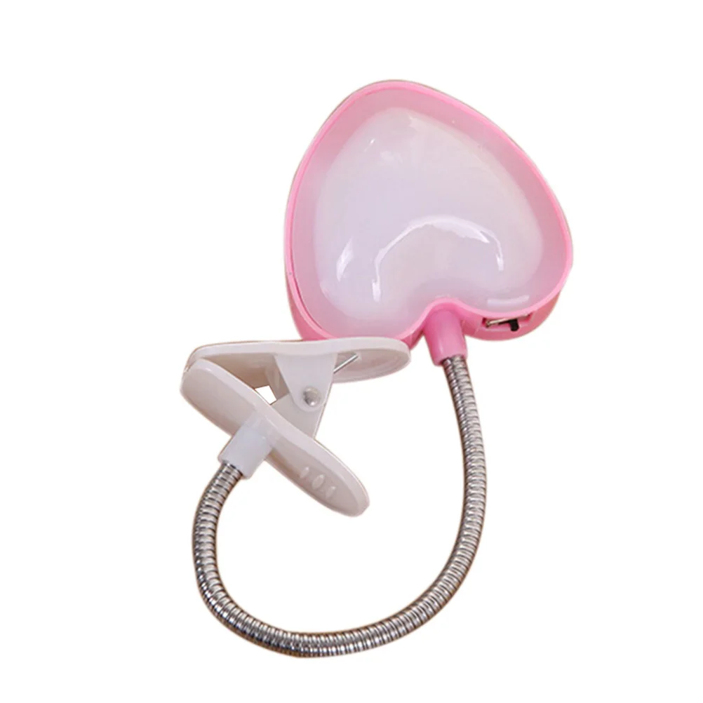 LED Desk Lamp with Clip Pink USB Powered Eye Protection Reading Light Adjustable Gooseneck Clamp for Bedside Bookshelf Study