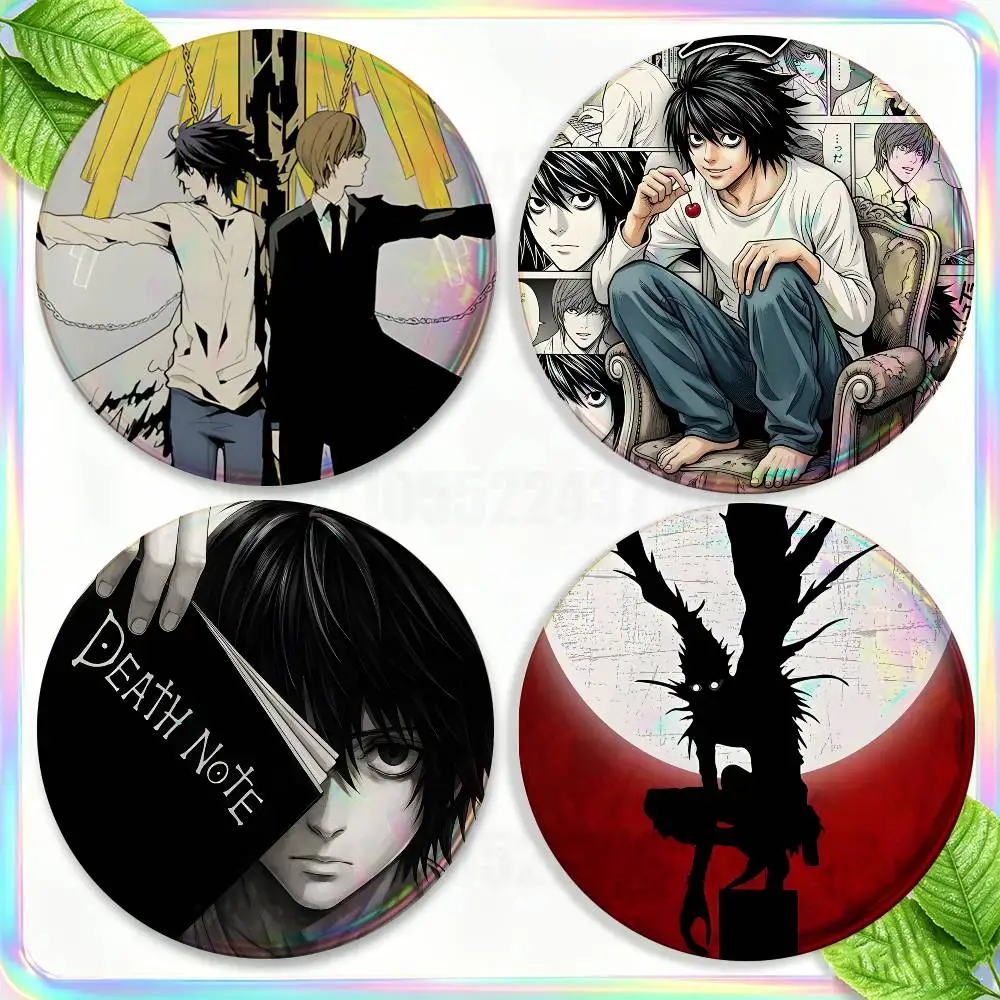 Yagami L Anime D-Death N-Note Brooch for Backpack Accessories 25,32,44,58,75mm Round Enamel Pins 2-piece set Cartoon Anime Badge