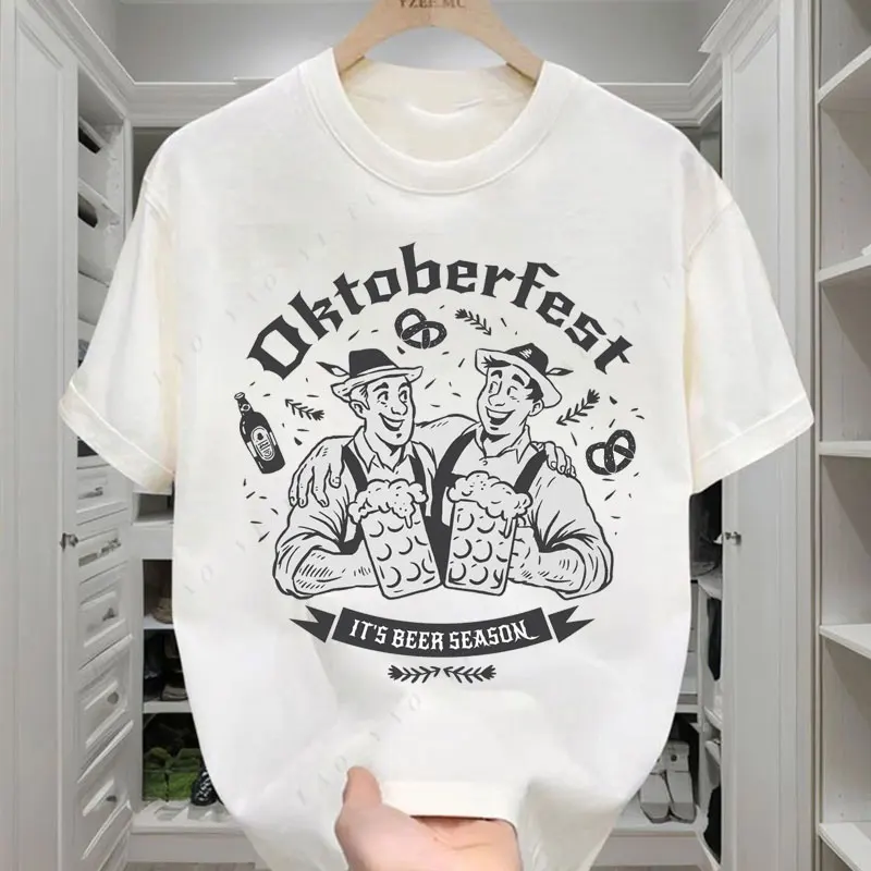 

2025 Oktoberfest Mannen Its Beer Season Mens Cotton T-Shirt Casual Short Sleeve Camisa Tee Top New Pattern Graphic T Shirts