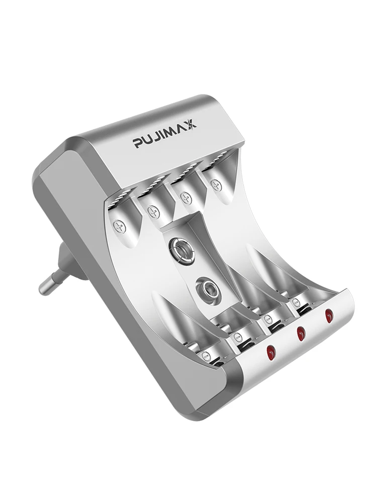 PUJIMAX 2/4 Slots Smart Battery Charger US/EU Plug Quick Charge For 9V Ni-MH/Ni-Cd Battery1.2V AA/AAA Rechargeable Battery