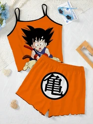 Vegeta Son Goku set da donna eleganti Top Home Dress gonna pigiama superficie in raso Dragon Ball lattuga Trim t-shirt pezzi Top corto