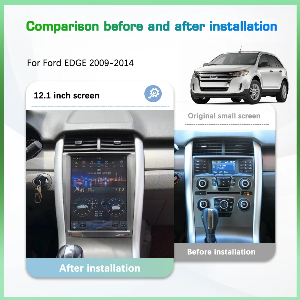 12.1 Android12 For Ford EDGE 2009-2014 Car Multimedia Video Player GPS Navigation Radio Stereo Carplay 4G Electronics Auto Parts