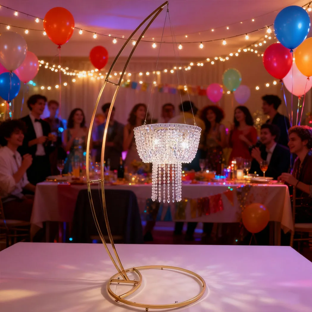 

Moon Shape Cake Stand Hanging Chandelier Wedding Centerpiece for Christmas Birthday Party Home Dining Table Decoration