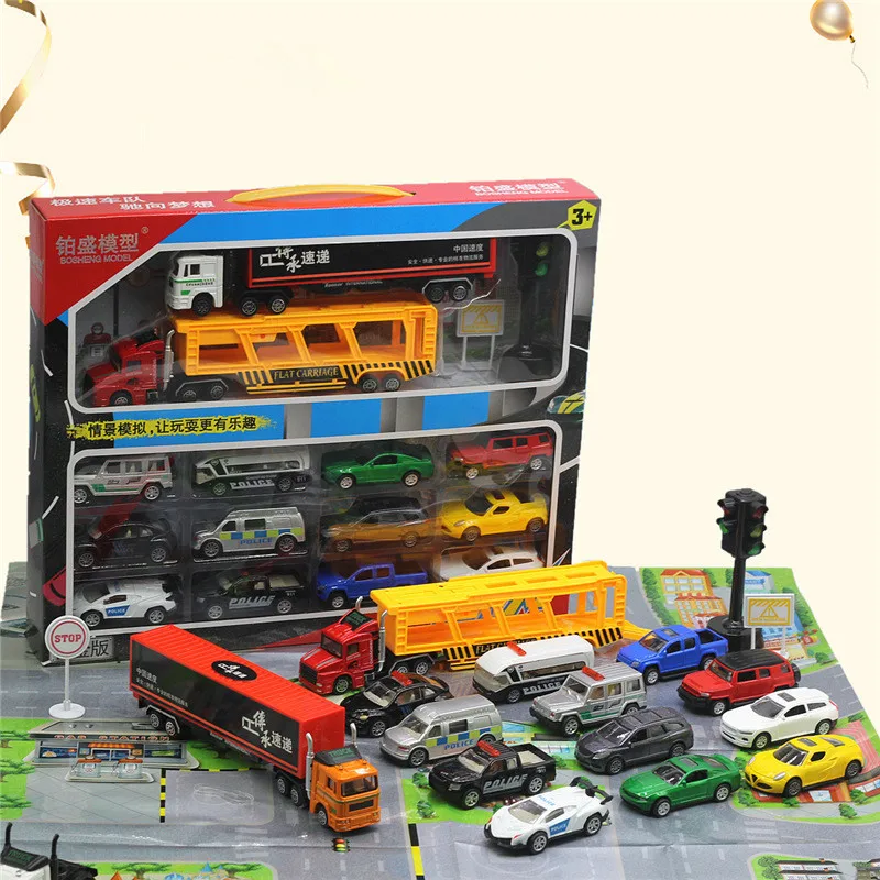 1: 55 alloy box truck transport model,Original packaging double-layer engineering car toys,children\'s gift toys,wholesale