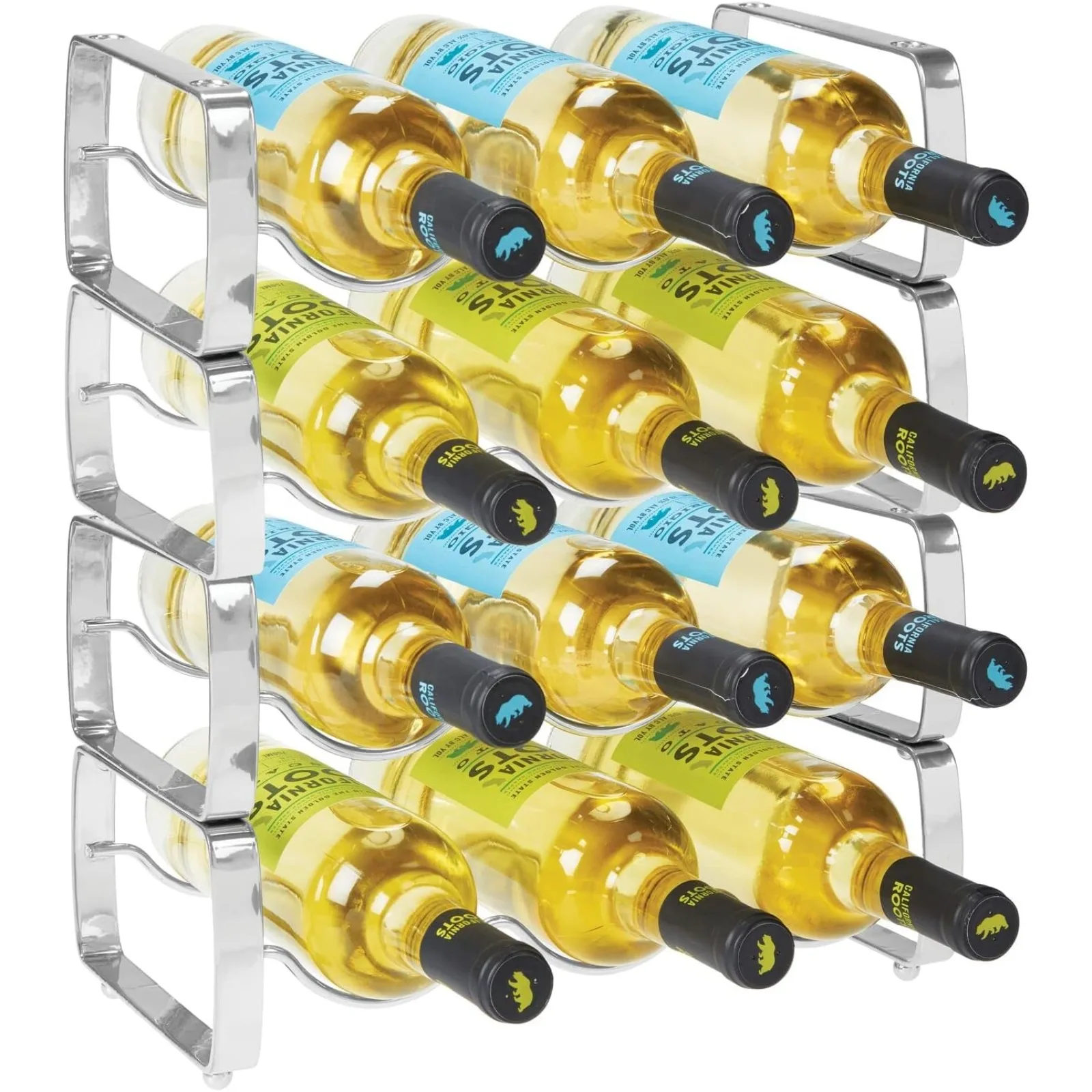 

US Metal Steel Free-Standing 3 Bottle Modular Wine Rack Storage Organizer for Kitchen Countertop, Table Top, Pantry, Fridge