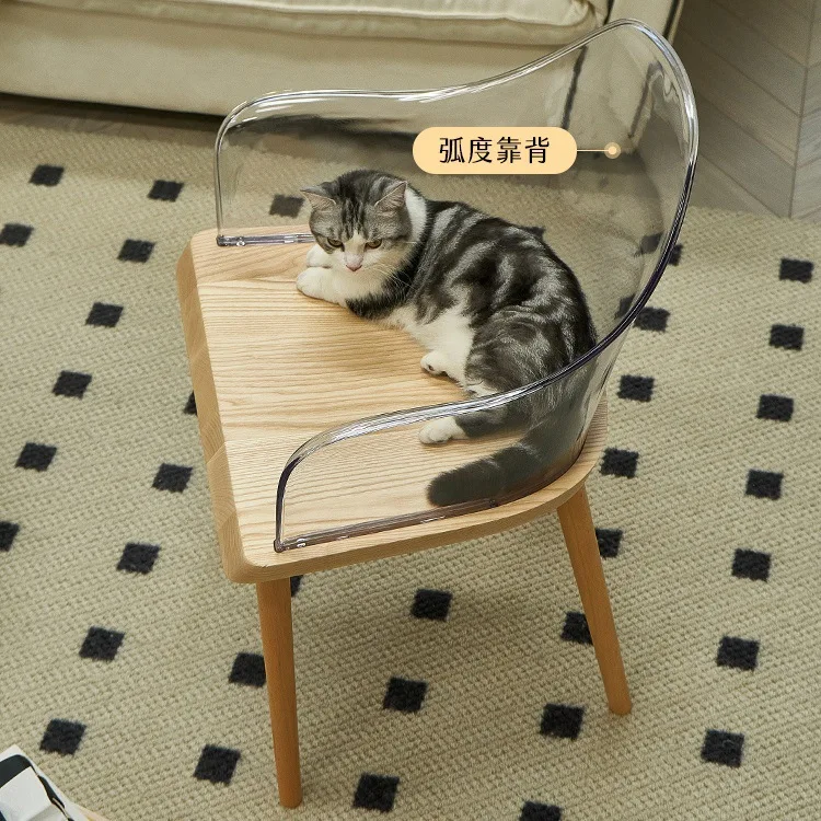 Transparent PP plastic simple dining chair Modern simple beech seat board restaurant back chair Light luxury armchair