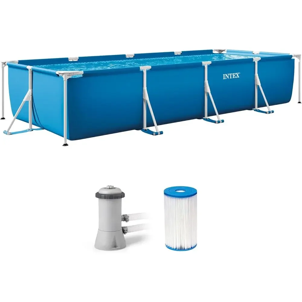 14ft x 9ft Above Ground Swimming Pool with Steel Frame and 530 GPH Filter Pump