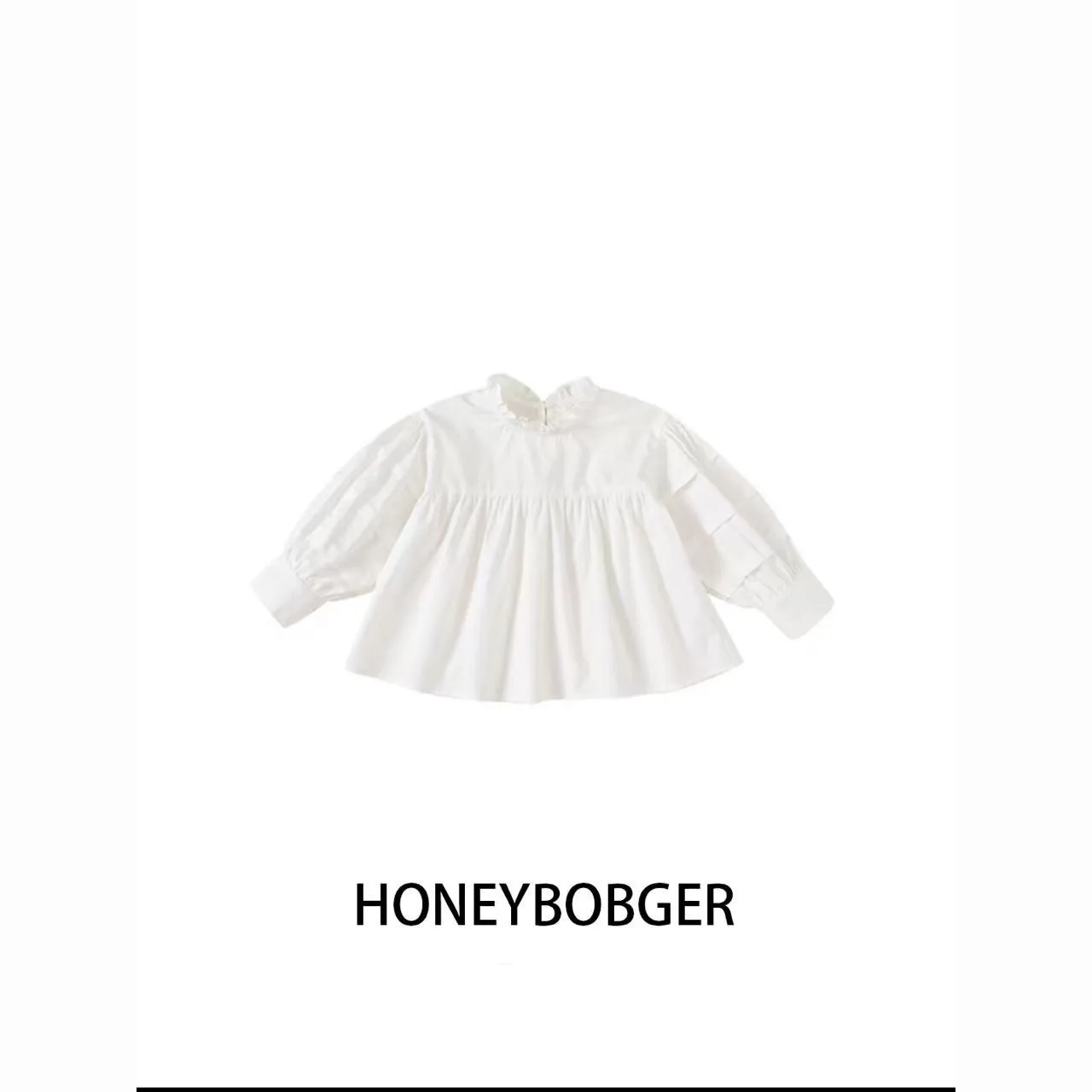 

Girls' Shirt 2025 New Children's Ruffle Edge Shirt Baby Girl Lace Collar Loose Long Sleeved Three Fold Sleeve White Shirt