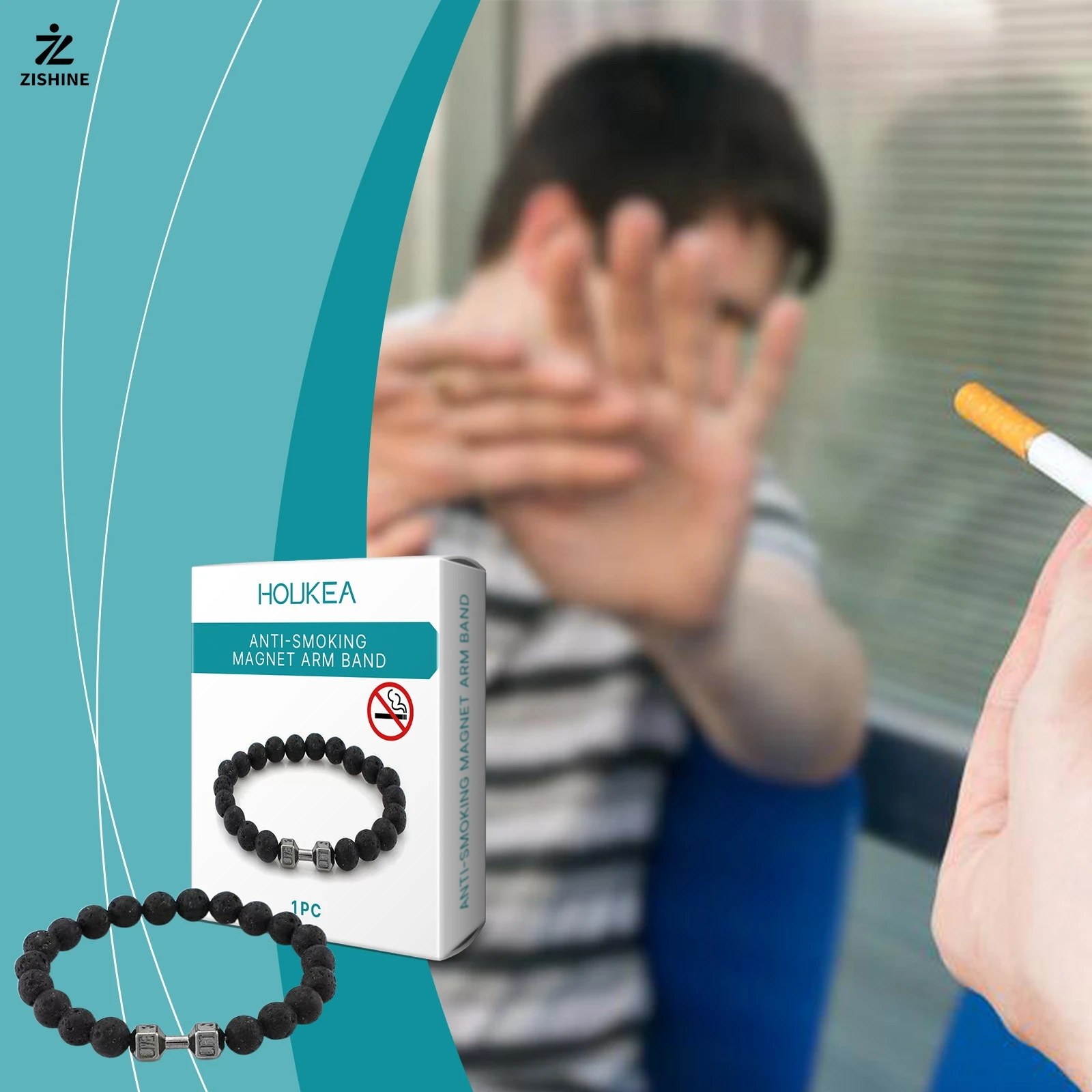 

1PC Natural Volcanic Stone Bracelet Men's Matte Black Lava White Beads Beaded Dumbbell Bracelet Women's Barbell Fitness Jewelry