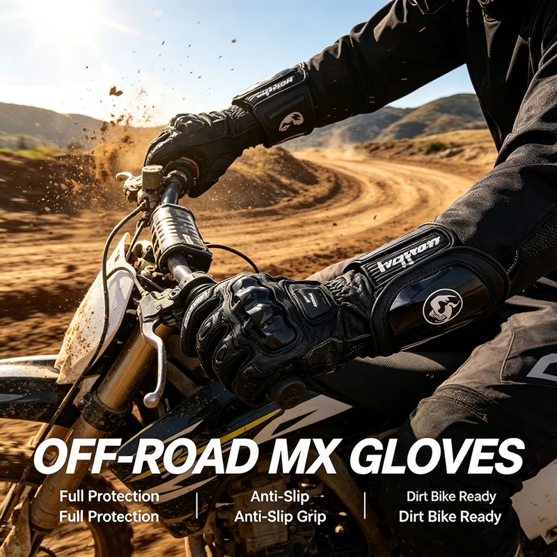 AFS18 Long Motorcycle Riding Gloves Hard Shell Knuckle Protection High‑Quality Genuine Leather Anti‑Impact Touch Screen Items