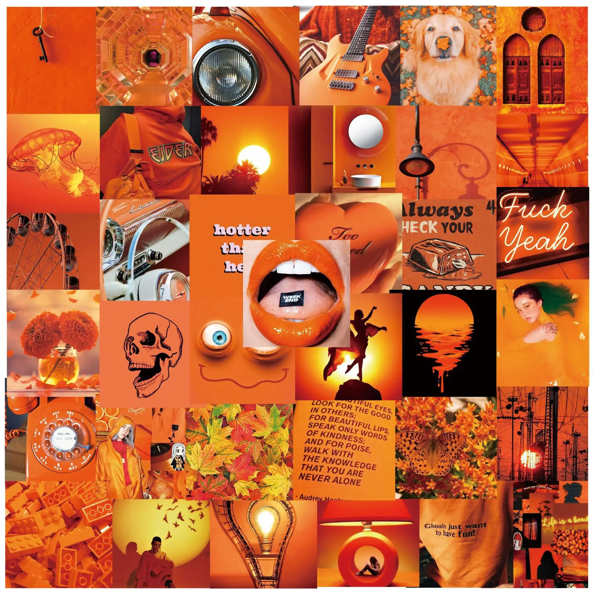 

50Pcs Vsco Girls Cute Orange Stickers For Skateboard Phone Laptop Fridge Suitcase Car Sticker Decal DIY Waterproof Kid Toy