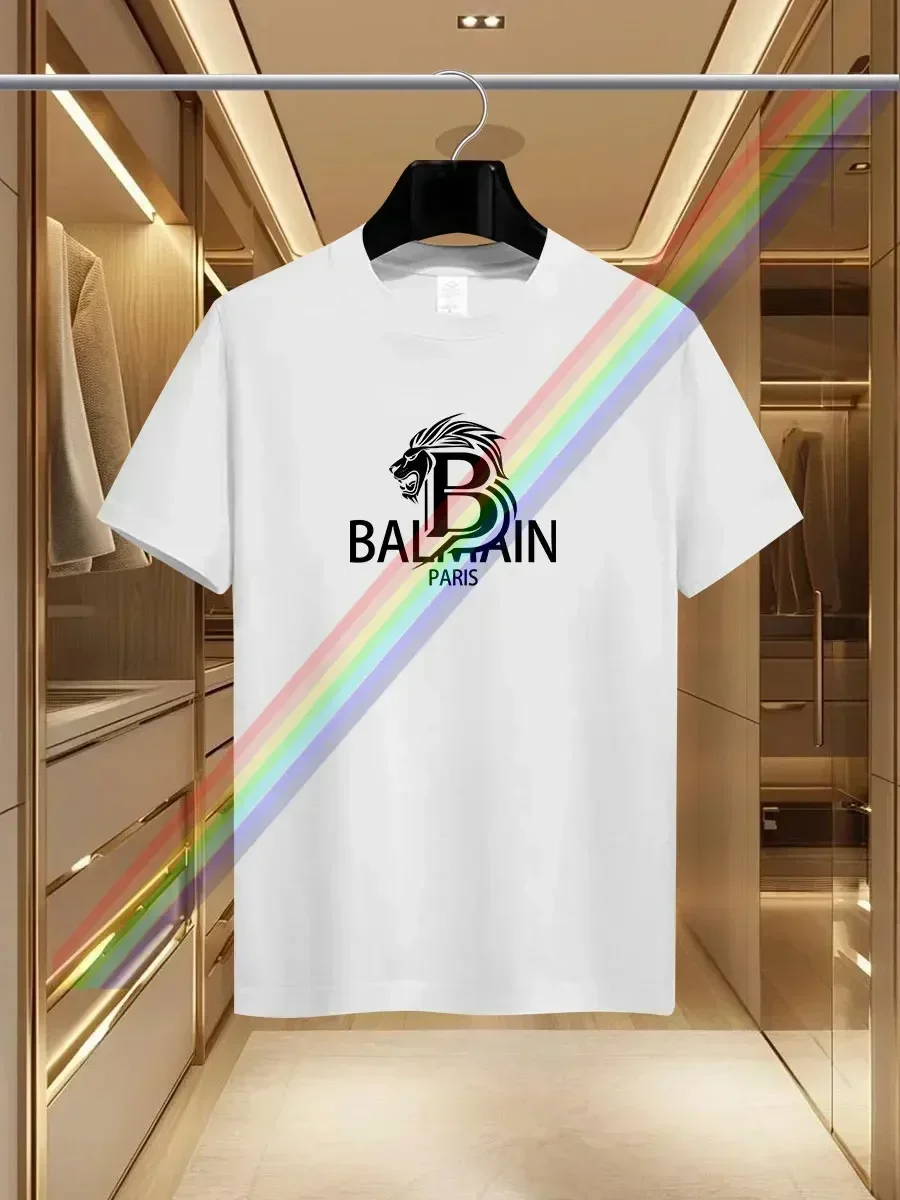 

Men's Fashion B Paris Printed T-shirt 2025 Summer Tops New High Quality Luxury Pure Cotton Crewneck Casual Trend Y2K High-end