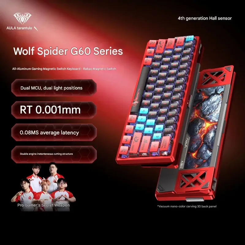 

Aula AG60 клавиатура с магнитным переключателем, проводная механическая клавиатура Agile 8000 Гц RT0,01 мм, игровая клавиатура из алюминиевого сплава, модная
