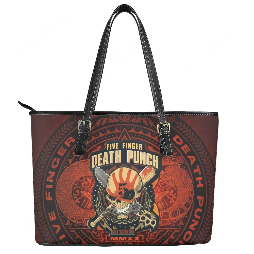 

Five Finger Death Punch Band Custom Handbag Womens Men Personalized Tote Bag Shoulder Bag Business Leather Purse Travel Bag Gift