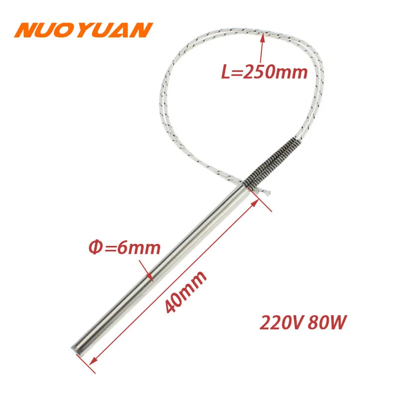 6mm Cartridge Heater Stainless Steel Heating Element 80W/100W/150W/ 220v Electric Rod Heater