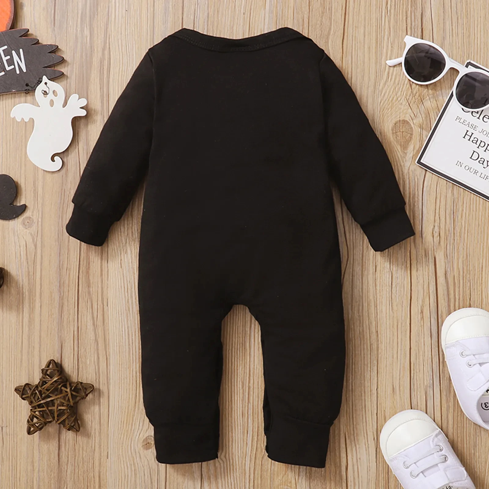 Newborn Baby Girls Boys Halloween Jumpsuit, Toddler Skeleton & Candy Print Long Sleeve Round Neck Romper