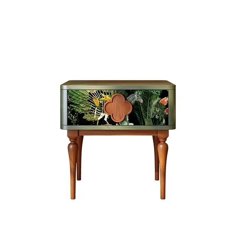 

Solid wood bedside table, medieval home use, French retro bedroom, simple ash wood, storage bedside table, small apartment