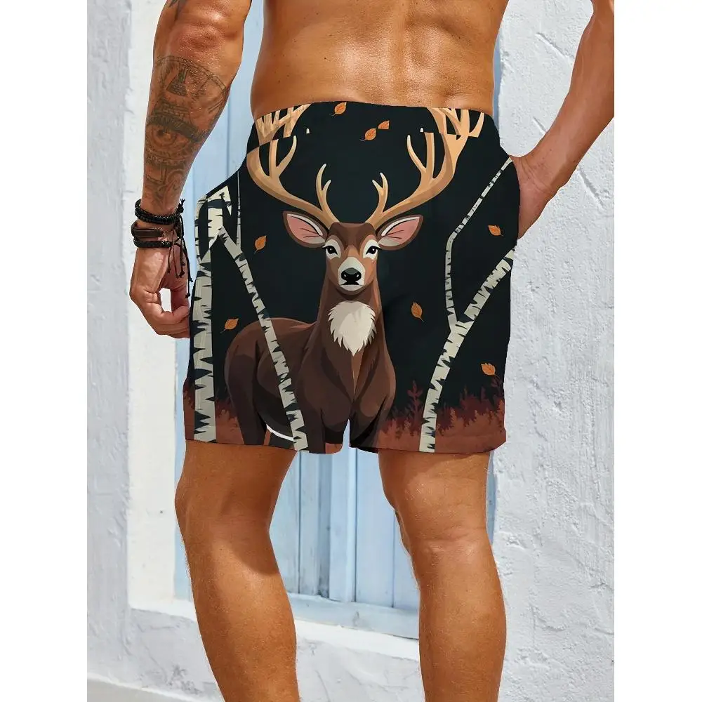 1pcs Men's Short swim trunks2026 Summer 3D Printed Short sleeve Breathable pants for man running Polyester Quick drying
