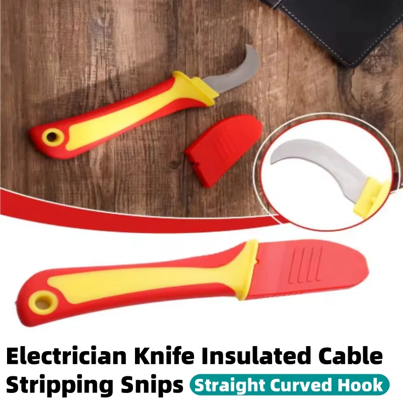 

Electrician Knife Insulated Cable Stripping Snips Straight Curved Hook Fixed Blade Knife Wire Stripper Peeling Hand Tools