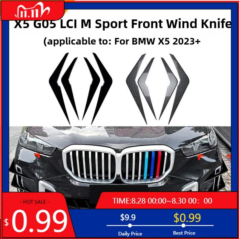 

Горячие украшения для BMW X5 G05 LCI Sport 2023+, переднее ветрозащитное лопасть, вентиляционное отверстие переднего бампера, наклейка на автомобиль, внешнее украшение Modifi Int