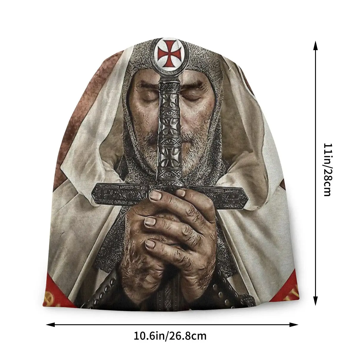 Christian With Sword Templar Knight Washed Thin Bonnet Cycling Casual Beanies Protection Men Women Hats